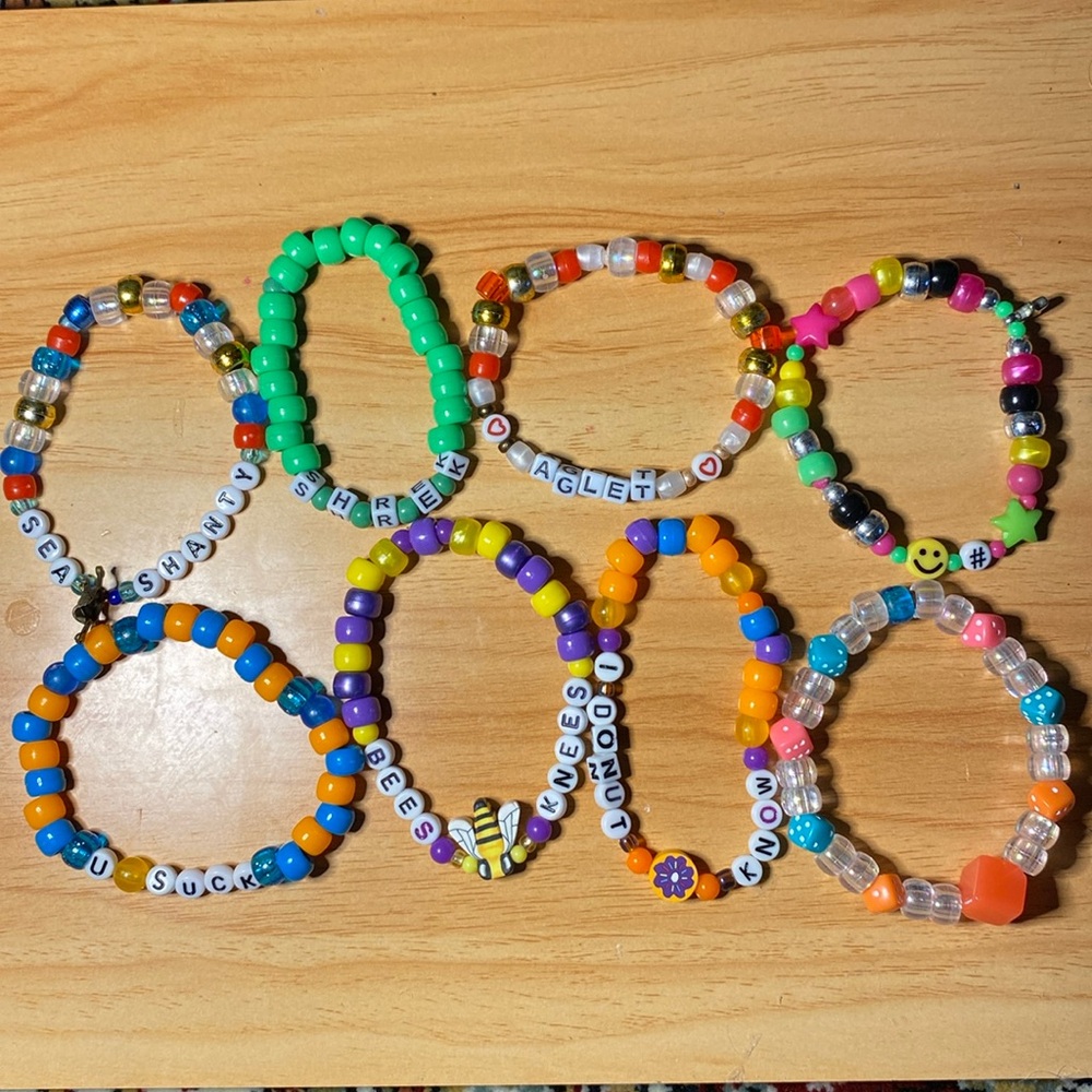 Set of 8 silly kandi bracelets